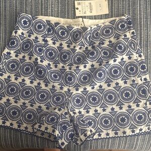 Zara Blue and White Patterned Women Shorts